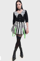 Skirt - Beetlejuice Distressed Stripe Pleated Mini-Skirt