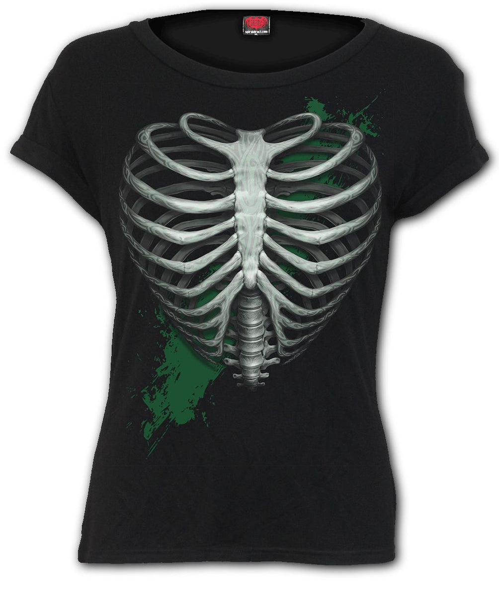 Top - Heart Ribs Glow-In-The-Dark Boatneck Cap Sleeve – Red Moon Curios
