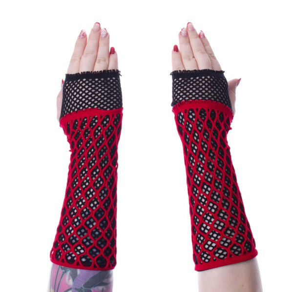 Gloves - Lolita Mesh Red/Black
