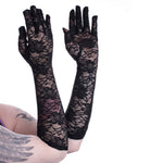 Gloves - Black Long Lace