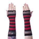 Gloves - Striped Mesh Black/Red