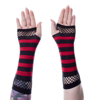 Gloves - Striped Mesh Black/Red