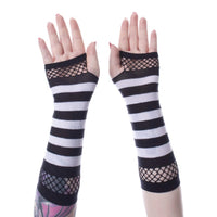 Gloves - Striped Mesh Black/White