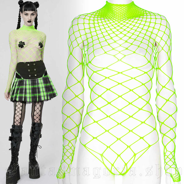 Mesh - Rave Slave Neon Green Mesh Bodysuit – Red Moon Curios