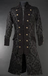 Coat - Black Brocade Long Pirate Coat