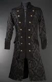 Coat - Black Brocade Long Pirate Coat