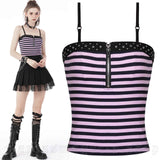 Top - Pink Striped Halter