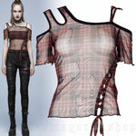 Top - Red Tartan Rebel Mesh