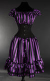 Dress - Purple Satin Striped Gothabilly